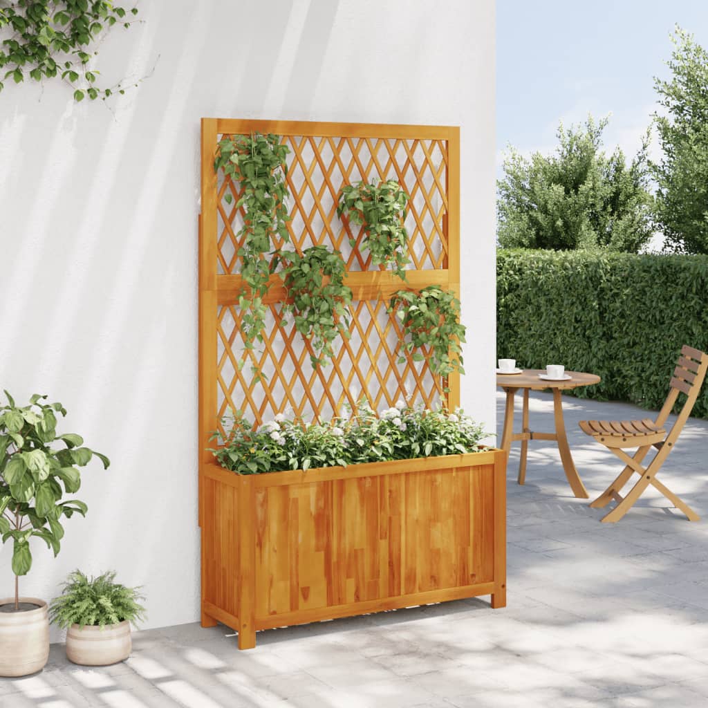 Vidaxl plantenbak met latwerk 100x32x165 cm massief acaciahout