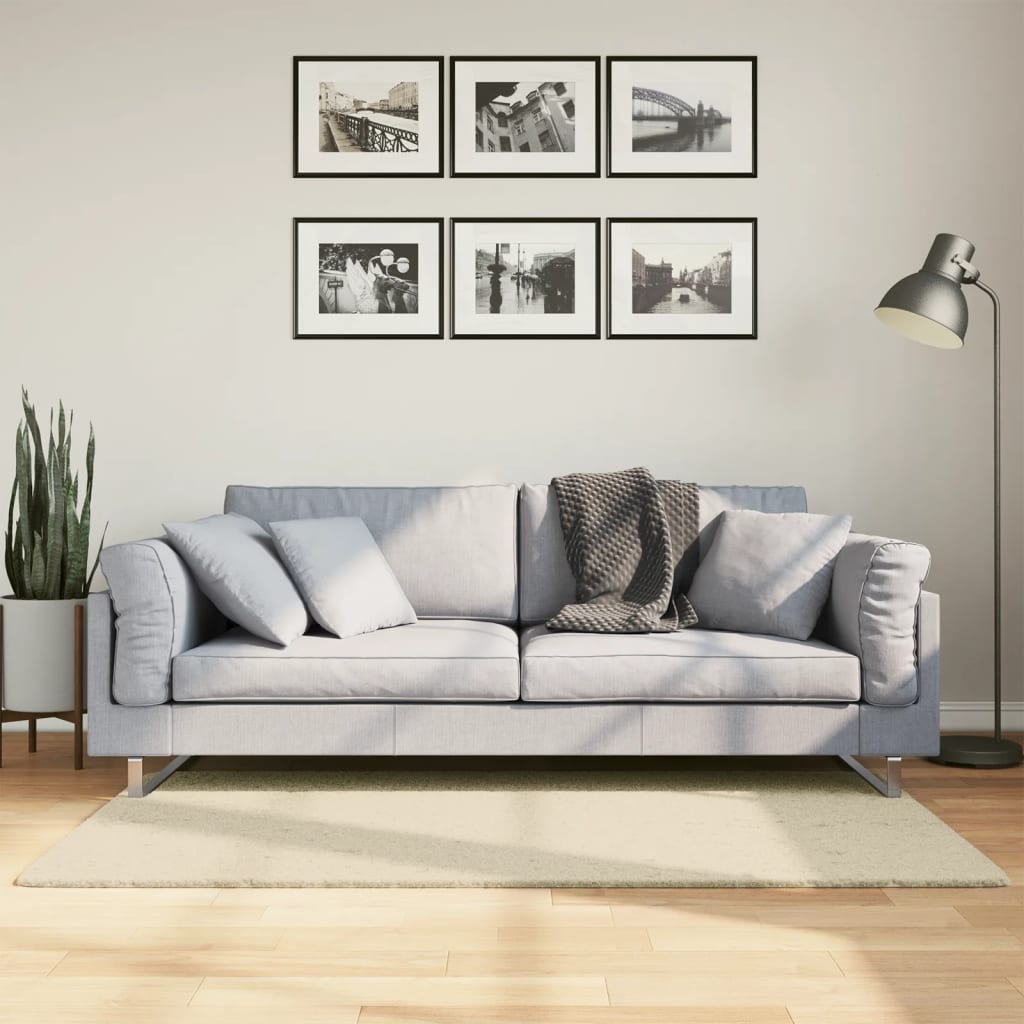 VidaXL Vloerkleed HUARTE laagpolig zacht wasbaar 80x150 cm crème