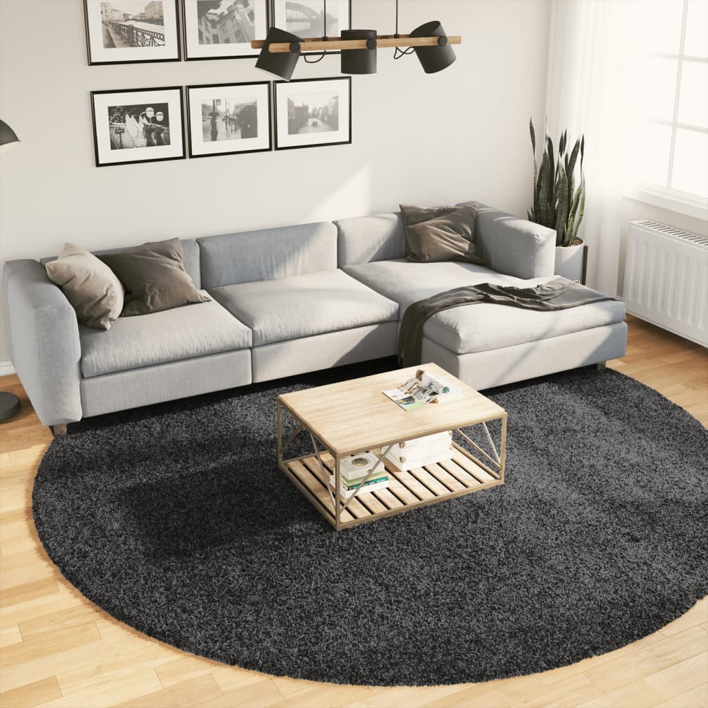 Vidaxl vloerkleed pamplona shaggy hoogpolig modern ø 280 cm antraciet