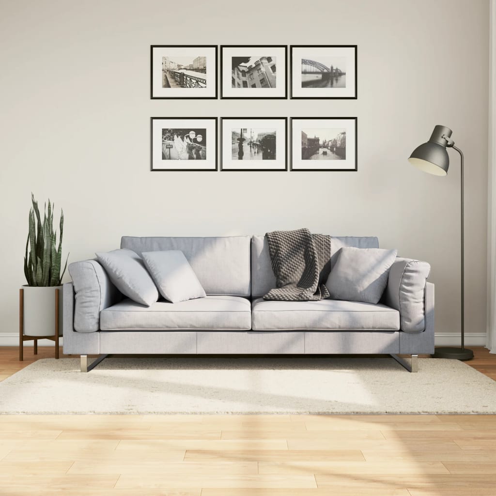 Vidaxl vloerkleed pamplona shaggy hoogpolig modern 100x200 cm crème