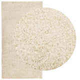 Vidaxl vloerkleed pamplona shaggy hoogpolig modern 80x150 cm goudkleur