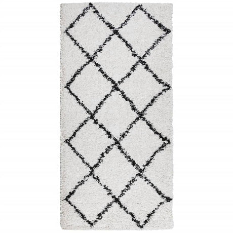 Vidaxl vloerkleed pamplona shaggy hoogpolig 100x200 cm crème en zwart