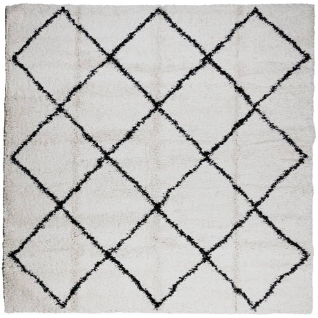 Vidaxl vloerkleed pamplona shaggy hoogpolig 160x160 cm crème en zwart