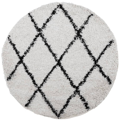 Vidaxl vloerkleed pamplona shaggy hoogpolig ø 100 cm crème en zwart