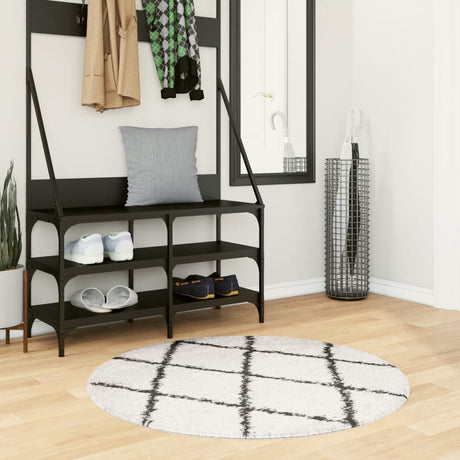 Vidaxl vloerkleed pamplona shaggy hoogpolig ø 100 cm crème en zwart