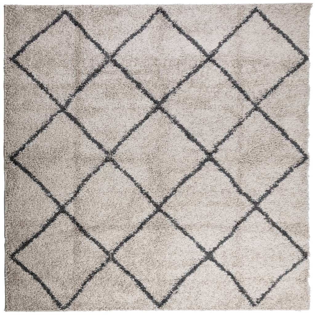 VidaXL Vloerkleed PAMPLONA shaggy hoogpolig 200x200 cm beige antraciet