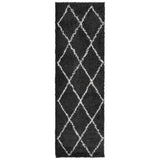 Vidaxl vloerkleed pamplona shaggy hoogpolig 80x250 cm zwart en crème