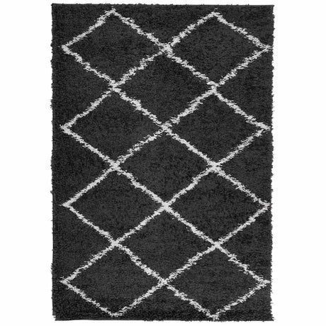 Vidaxl vloerkleed shaggy hoogpolig modern 140x200 cm zwart en crème