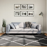 Vidaxl vloerkleed shaggy hoogpolig modern 200x200 cm zwart en crème