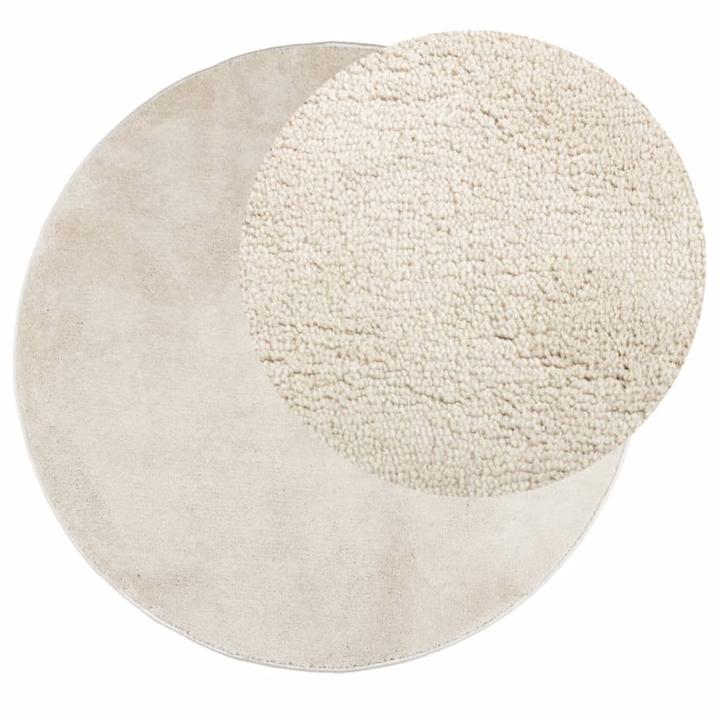 Vidaxl vloerkleed oviedo laagpolig ø 80 cm beige