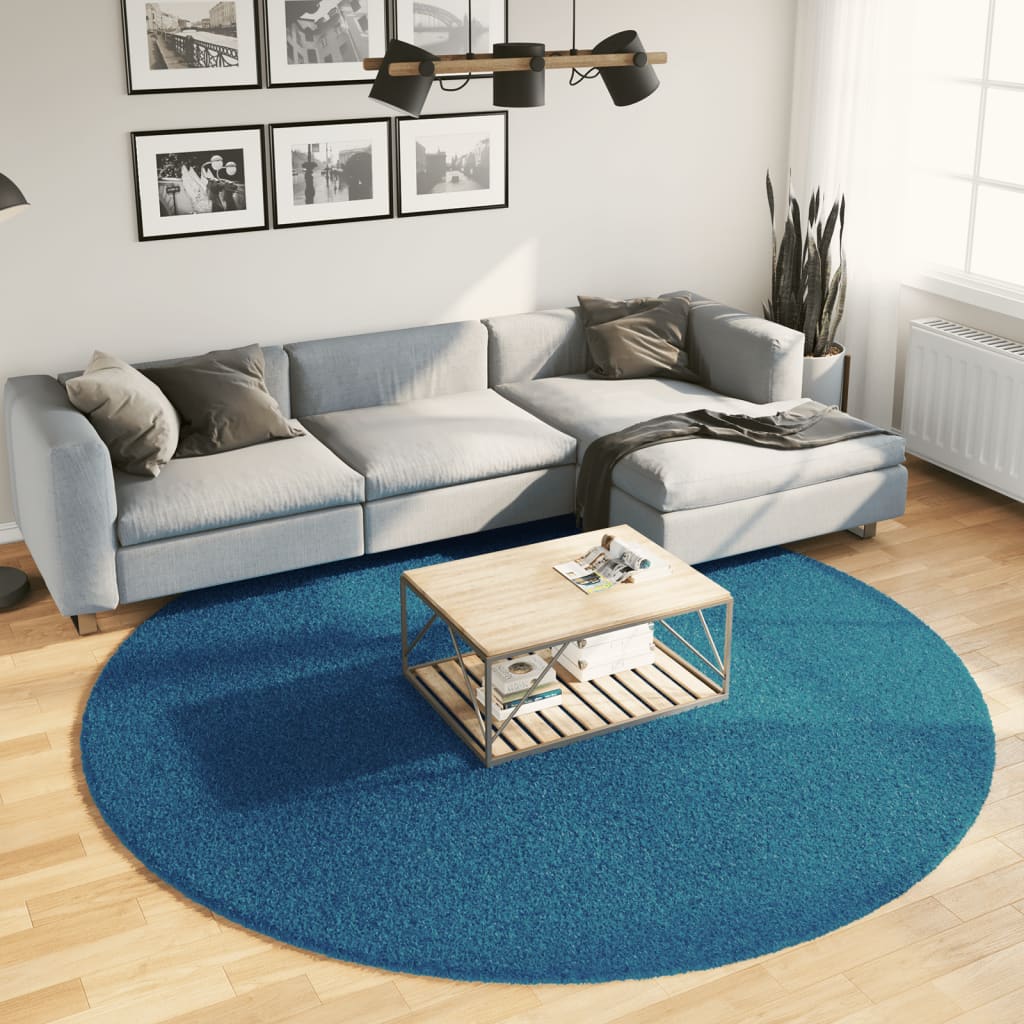 Vidaxl vloerkleed oviedo laagpolig ø 240 cm turquoise