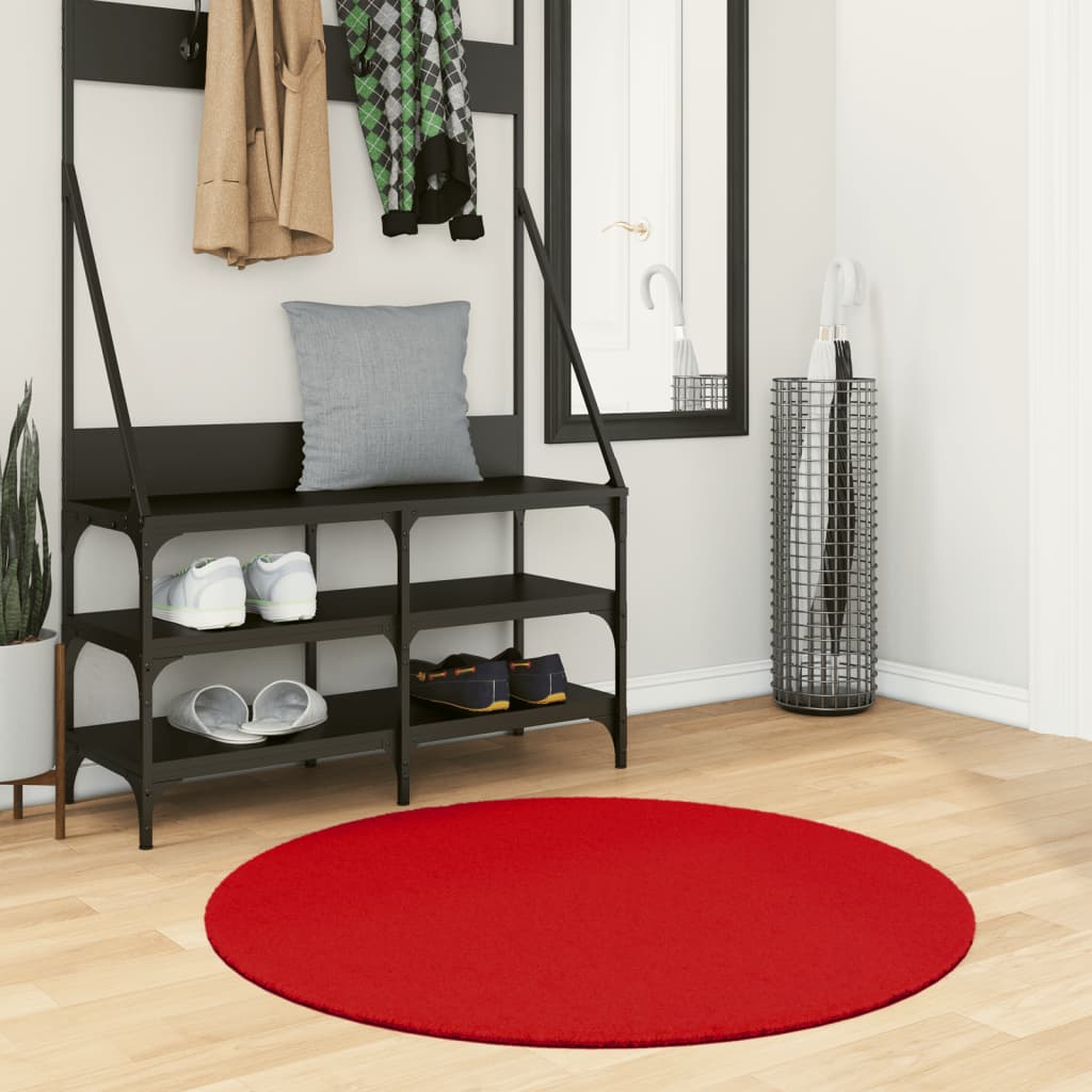 Vidaxl vloerkleed oviedo laagpolig ø 100 cm rood