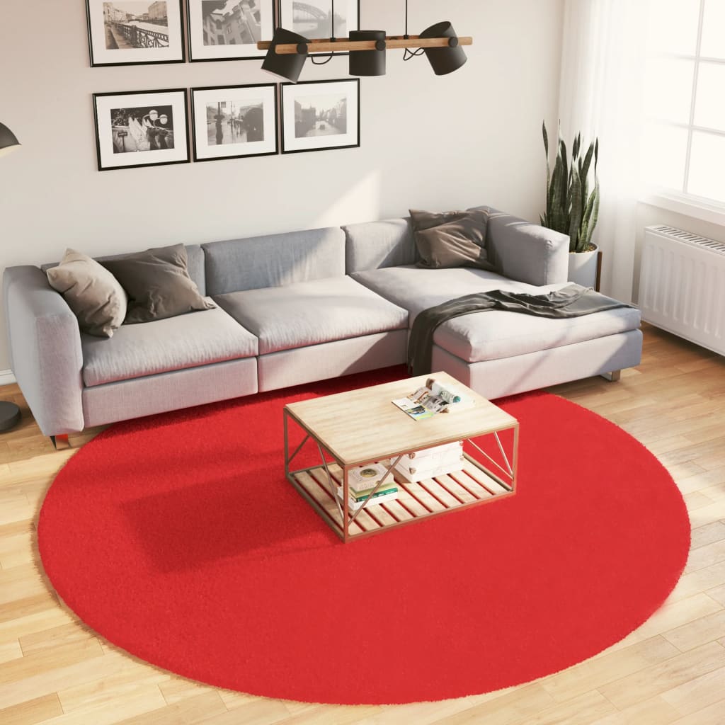 Vidaxl vloerkleed oviedo laagpolig ø 240 cm rood