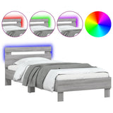 Vidaxl bedframe met hoofdbord en led grijs sonoma eikenkleur 75x190 cm
