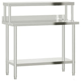 Vidaxl keukenwerktafel met bovenschap 110x55x120 cm roestvrij staal