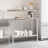 Vidaxl keukenwerktafel met bovenschap 110x55x120 cm roestvrij staal