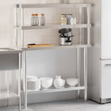 Vidaxl keukenwerktafel met bovenschap 110x30x150 cm roestvrij staal