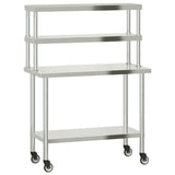 Vidaxl keukenwerktafel met bovenschap 110x55x150 cm roestvrij staal