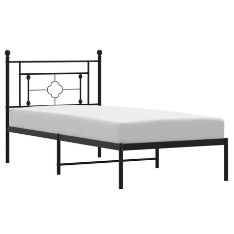 Vidaxl bedframe met hoofdbord metaal zwart 90x200 cm