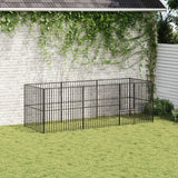 Vidaxl hondenkennel 8 panelen gepoedercoat staal zwart
