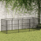 Vidaxl hondenkennel 8 panelen gepoedercoat staal zwart