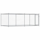 Vidaxl hondenhok met deur 4x2x1,5 m gegalvaniseerd staal grijs