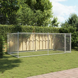 Vidaxl hondenhok met deur 4x2x1,5 m gegalvaniseerd staal grijs