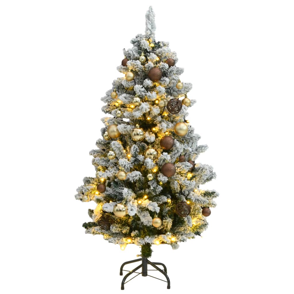 VidaXL Kunstkerstboom met scharnieren 150 LED en kerstballen 120 cm