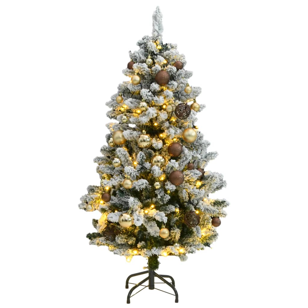 VidaXL Kunstkerstboom met scharnieren 150 LED's en kerstballen 150 cm