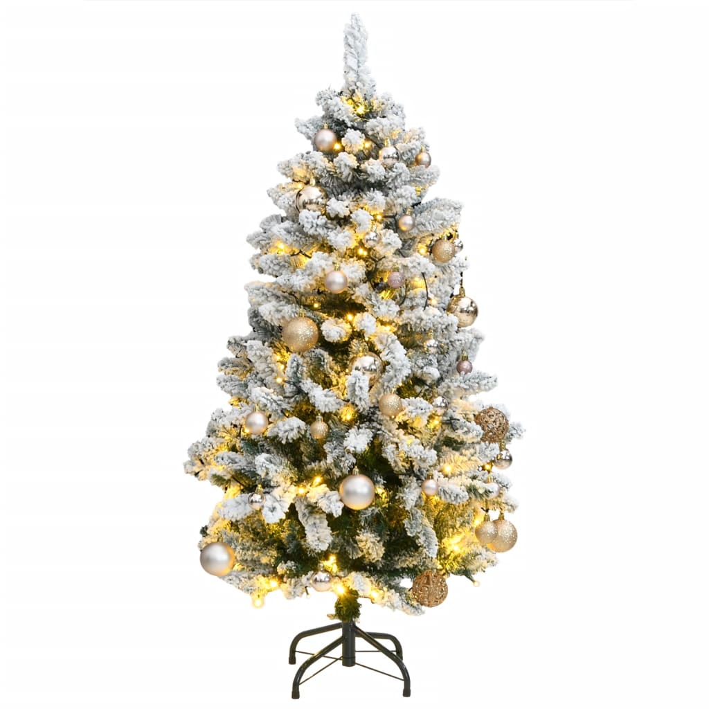 VidaXL Kunstkerstboom met scharnieren 150 LED en kerstballen 120 cm