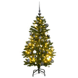 VidaXL Kunstkerstboom met scharnieren 150 LED en kerstballen 120 cm