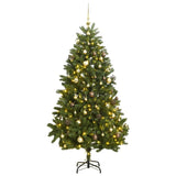 VidaXL Kunstkerstboom met scharnieren 300 LED's en kerstballen 270 cm