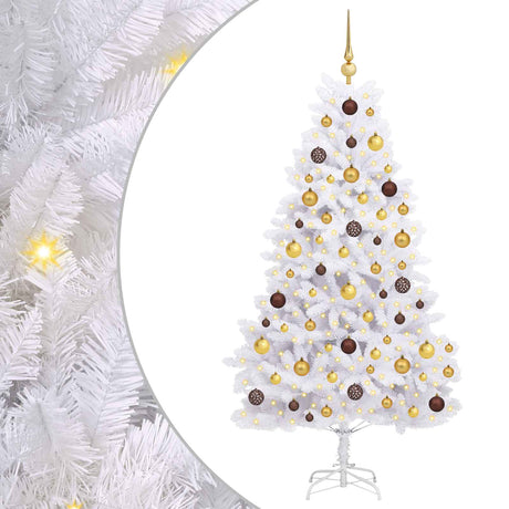 Vidaxl kunstkerstboom wit 90 x 90 x 180 cm pvc en metaal