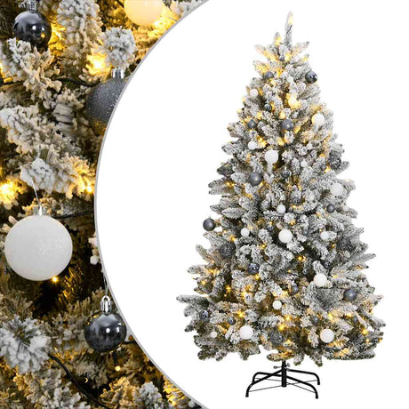 Vidaxl kunstkerstboom met scharnieren 300 led's en kerstballen 180 cm