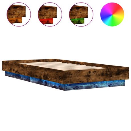 Vidaxl bedframe met led-verlichting gerookt eikenkleurig 90x190 cm