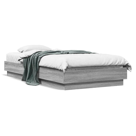 Vidaxl bedframe bewerkt hout grijs sonoma eikenkleurig 90x190 cm