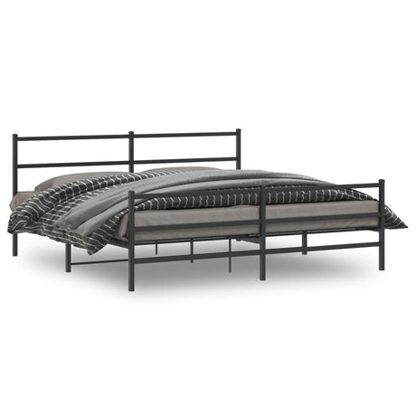 Vidaxl bedframe met hoofd- en voeteneinde metaal zwart 183x213 cm