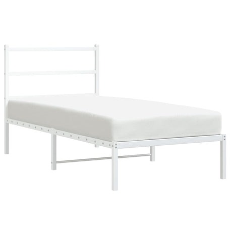 Vidaxl bedframe met hoofdbord metaal wit 90x190 cm