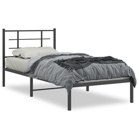 Vidaxl bedframe met hoofdbord metaal zwart 90x190 cm
