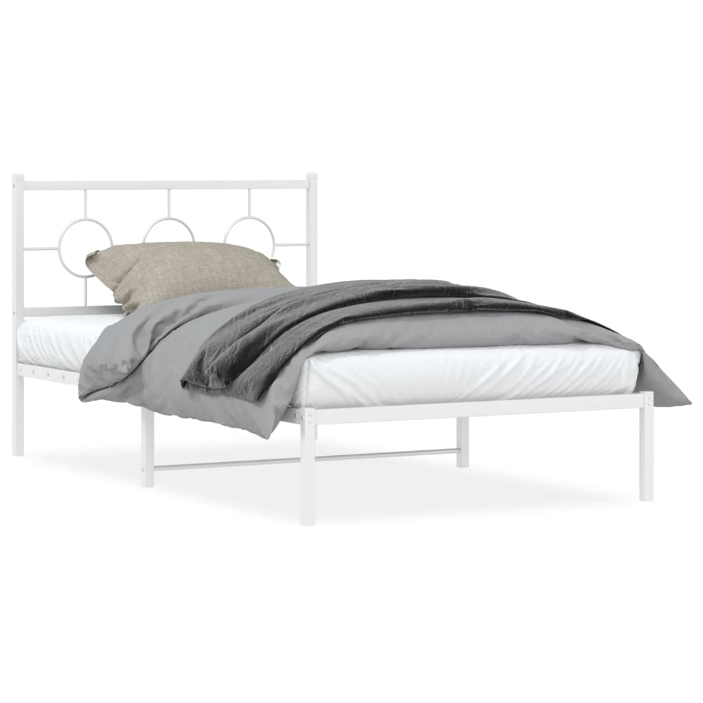 Vidaxl bedframe met hoofd- en voeteneinde metaal wit 107x203 cm