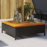 Vidaxl parasolvoetbedekking 70x70x25 cm poly rattan acaciahout zwart