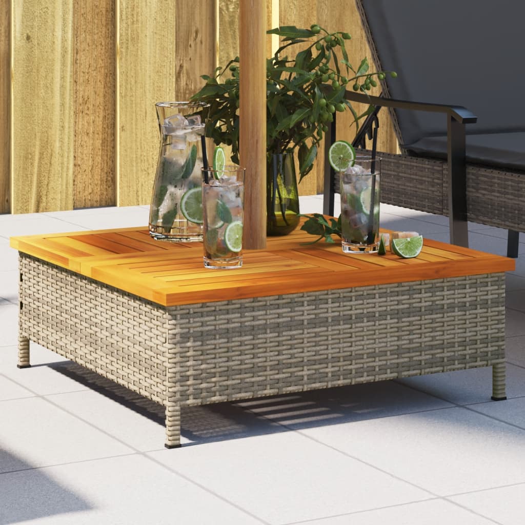 Vidaxl parasolvoetbedekking 70x70x25 cm poly rattan acaciahout grijs