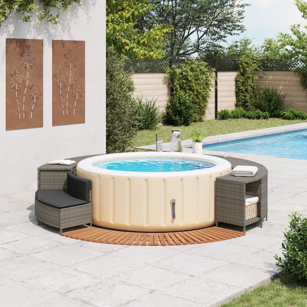 Vidaxl hottub-ombouw poly rattan massief acaciahout grijs