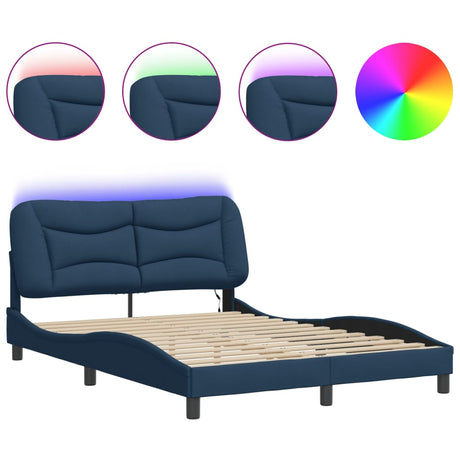 Vidaxl bedframe met led zonder matras hvar 120x200 cm stof blauw