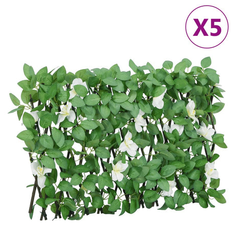 Vidaxl kunstplant klimop op latwerk 5 st uittrekbaar 180x30 cm groen