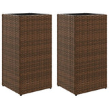 Vidaxl plantenbakken 2 st 30x30x60 cm poly rattan bruin