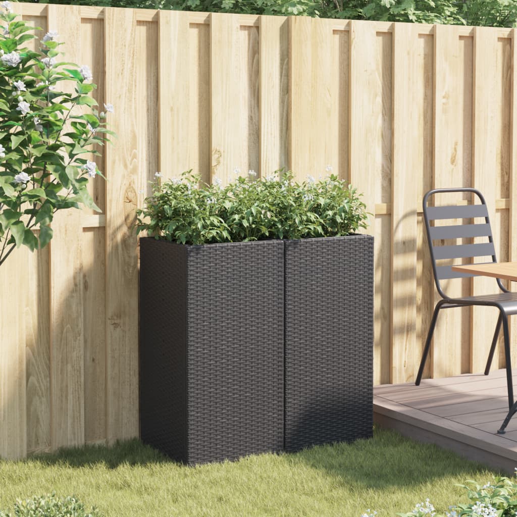 VidaXL Plantenbakken 2 st 40x40x80 cm poly rattan zwart