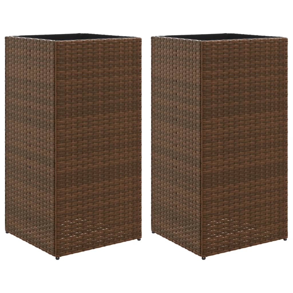 VidaXL Plantenbakken 2 st 40x40x80 cm poly rattan bruin