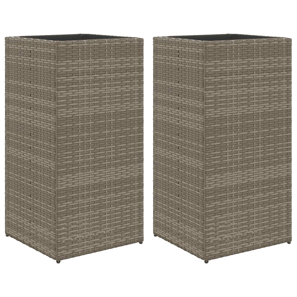 VidaXL Plantenbakken 2 st 40x40x80 cm poly rattan grijs