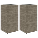 VidaXL Plantenbakken 2 st 40x40x80 cm poly rattan grijs